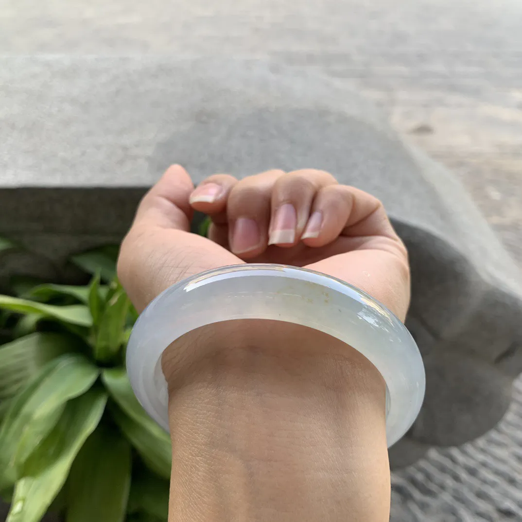 大圈口58.4-13-8.7 【冰种飘黄翡正圈手镯】正圈58 59可戴