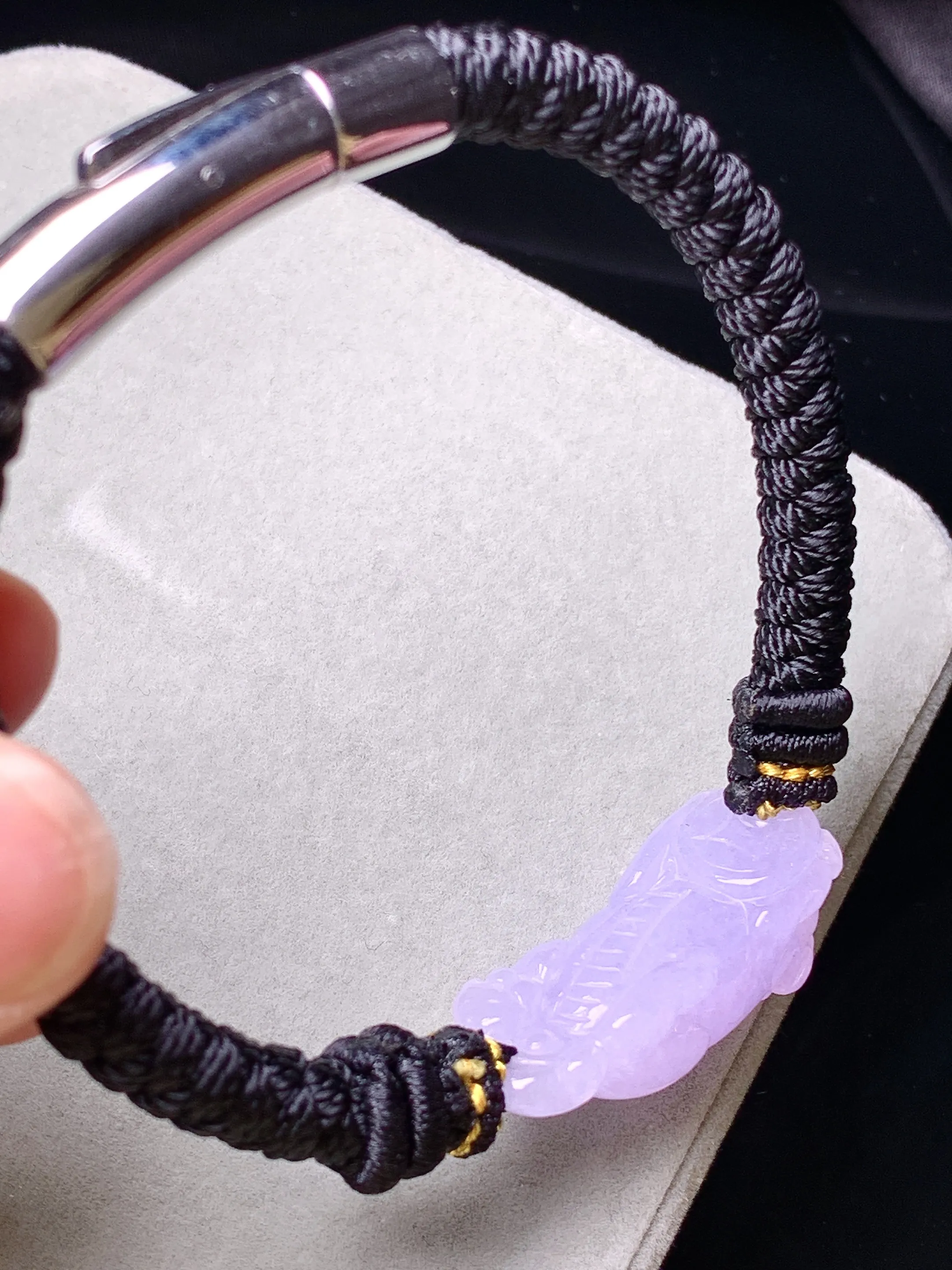 紫罗兰貔貅手链 玉质细腻 色泽清新艳丽 整体尺寸28.8*11.8*11.5