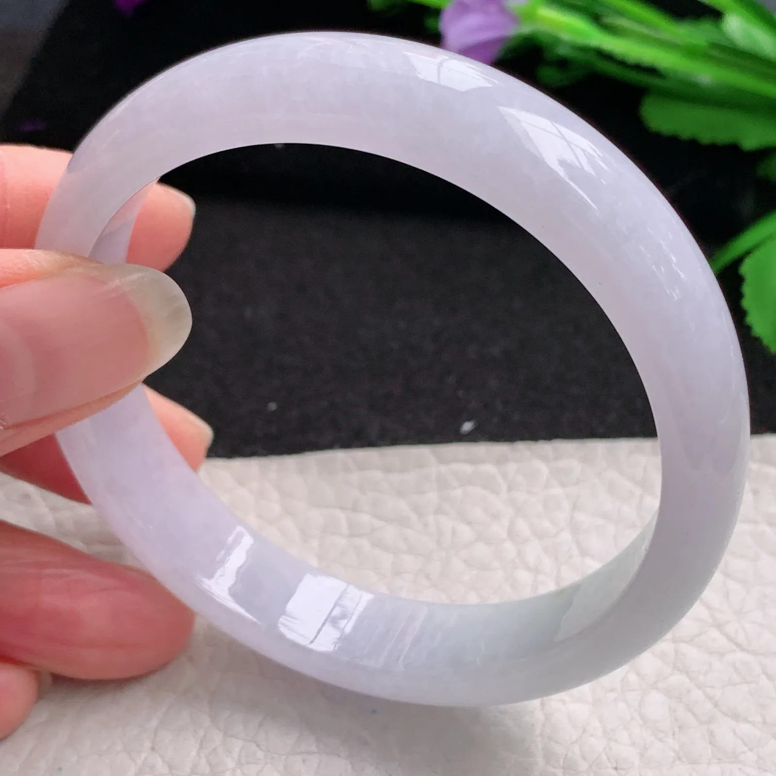 nr实拍57.5*12.5*7平安镯 缅甸翡翠精美冰紫宽边玉手镯 玉手环