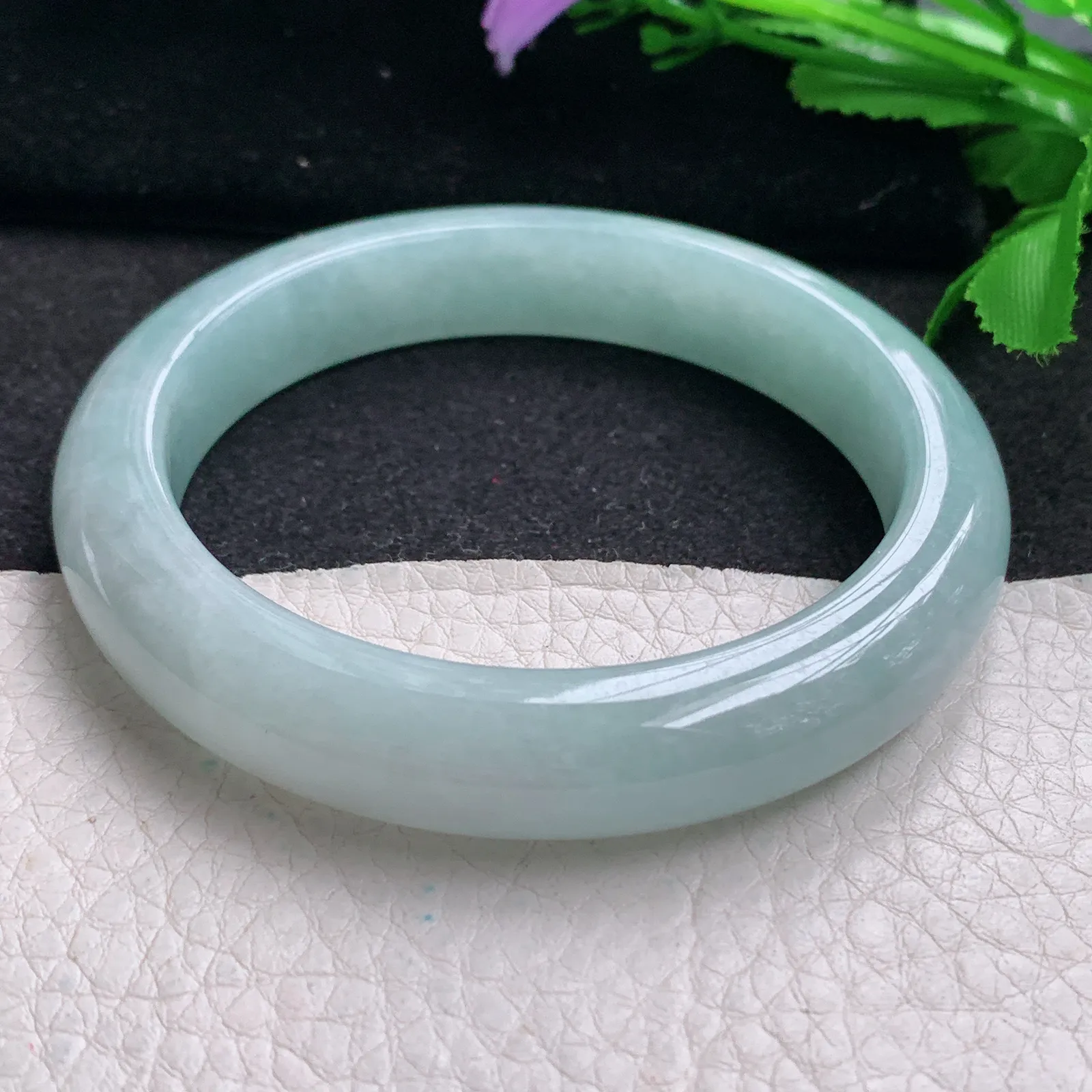 nr实拍59*12*9平安镯 缅甸翡翠精美冰蓝韵宽边玉手镯 玉手环