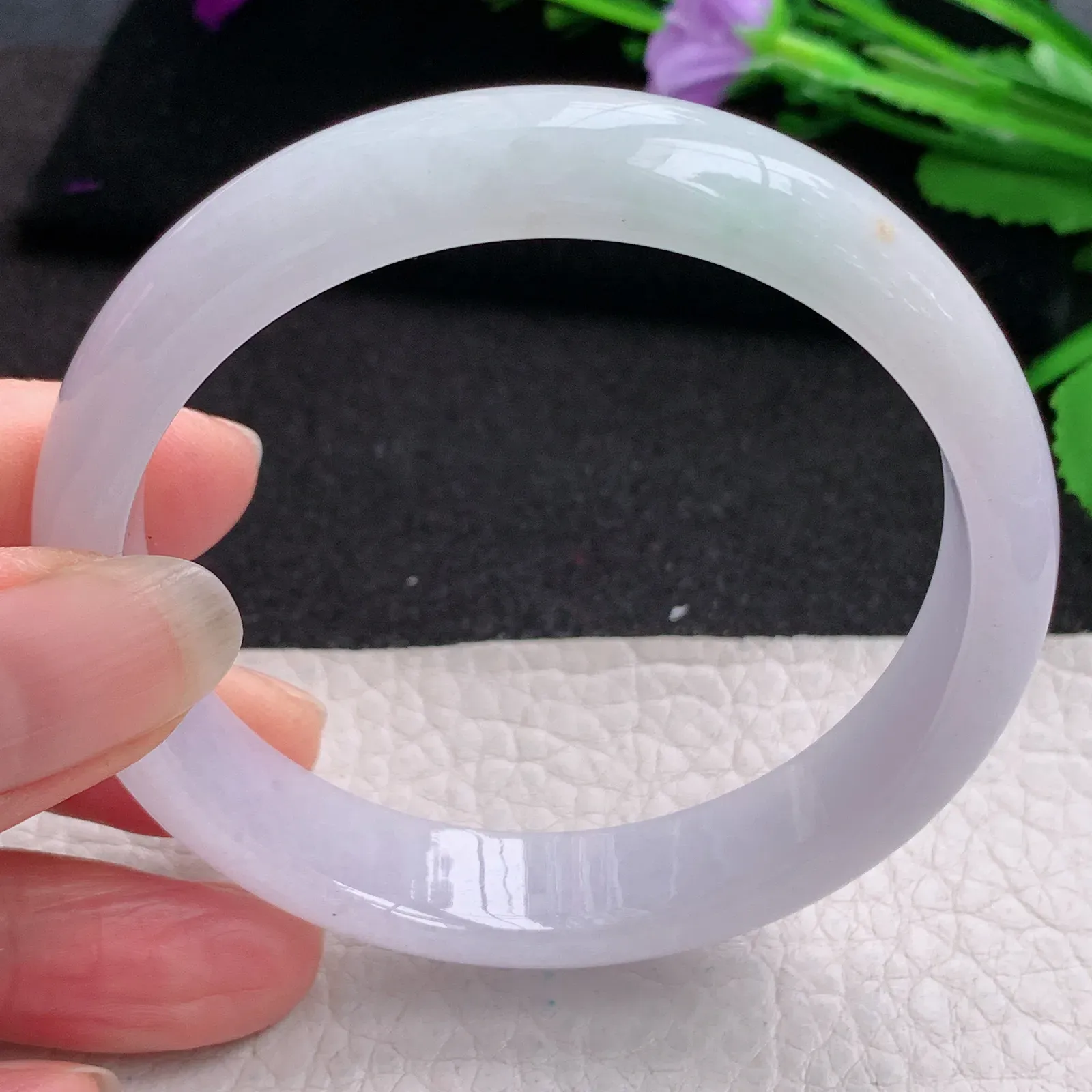 nr实拍57.5*12.5*7平安镯 缅甸翡翠精美冰紫宽边玉手镯 玉手环