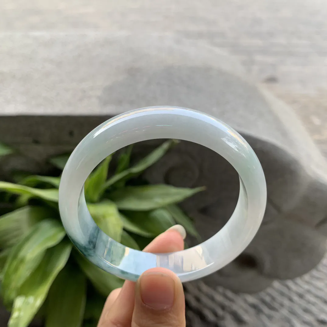 圈口57.5-14.2-7.5 【飘花正圈手镯】正圈57 58可戴 冰透水润