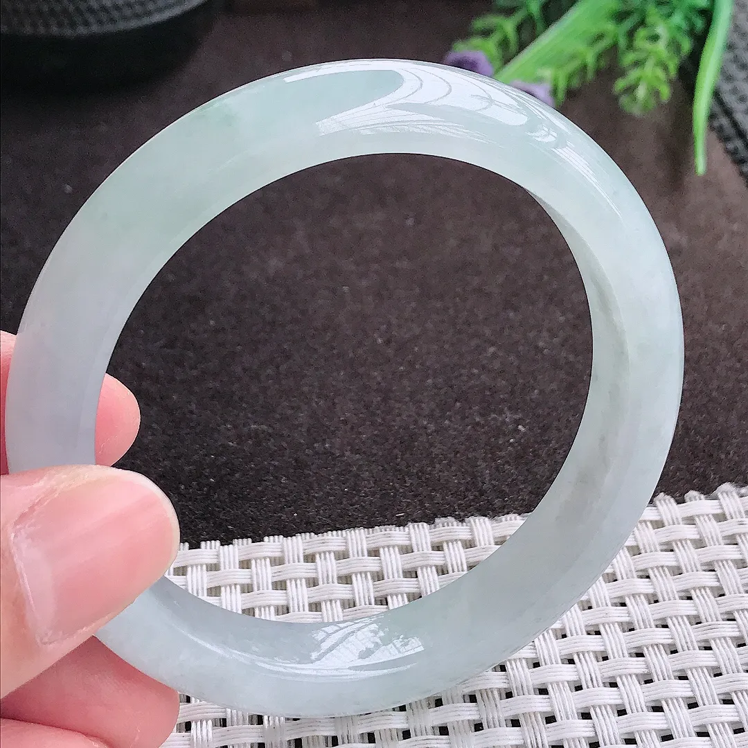 实拍A货翡翠57.5/11.6/8.4老坑冰胶果冻冰晴种手镯宽边翡翠玉镯女款