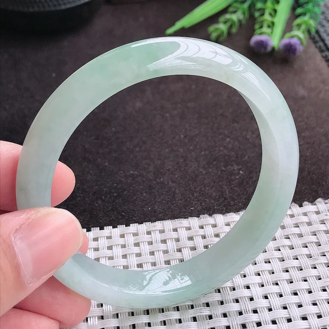 实拍A货翡翠58/11.8/7.8老坑冰胶水灵冰晴种手镯宽边翡翠玉镯女款