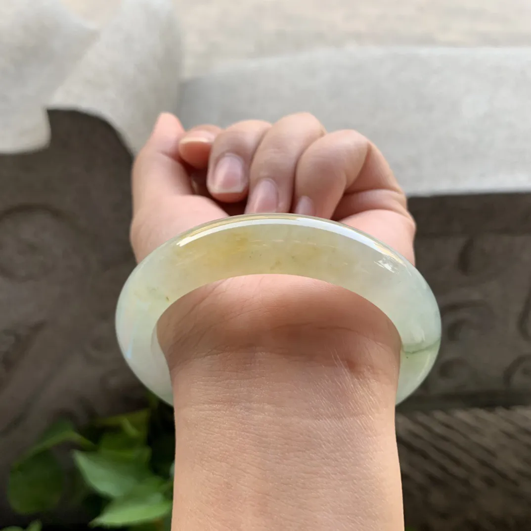 圈口57.8-12.8-9.1 【冰黄翡正圈手镯】正圈57 58可戴