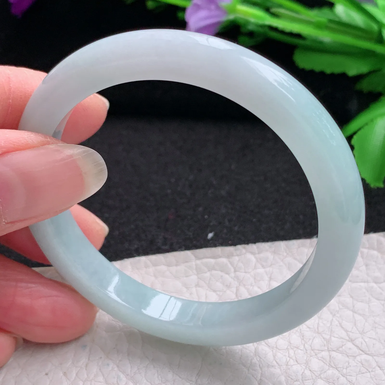 nr小圈口51.6*8.3*7平安镯 缅甸翡翠精美秀气宽边玉手镯 玉手环