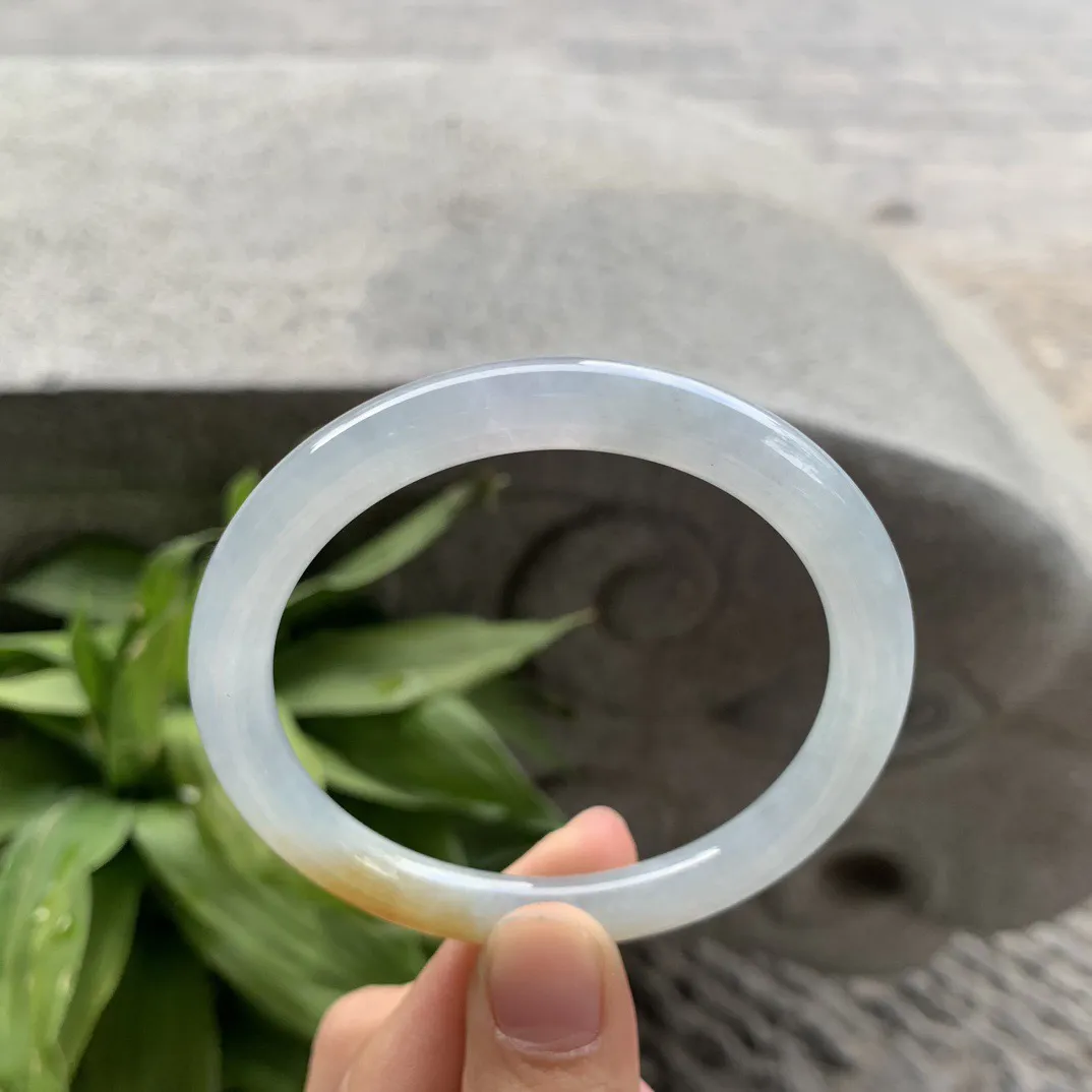 圈口57-7.7 【冰黄翡圆条手镯】圆条57 58可戴