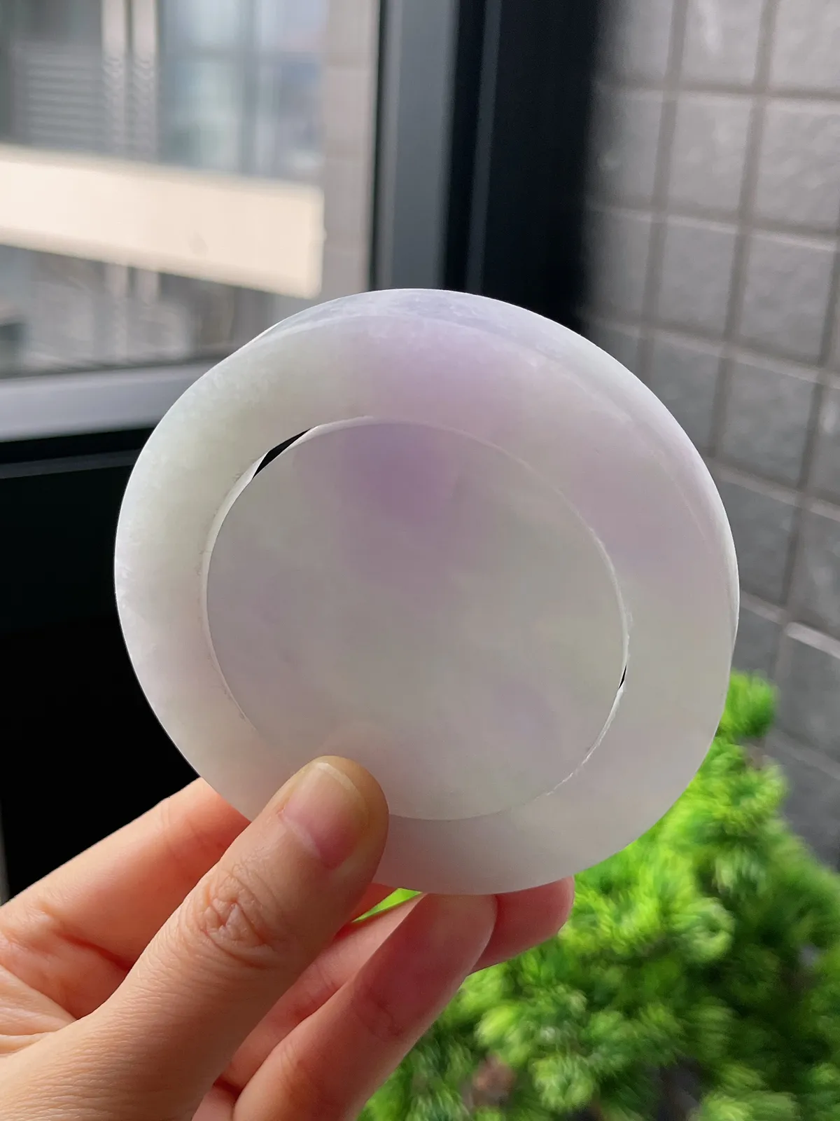 翡翠冰糯种春带彩镯饼，⭕️正圈最大做61，最小做53.6