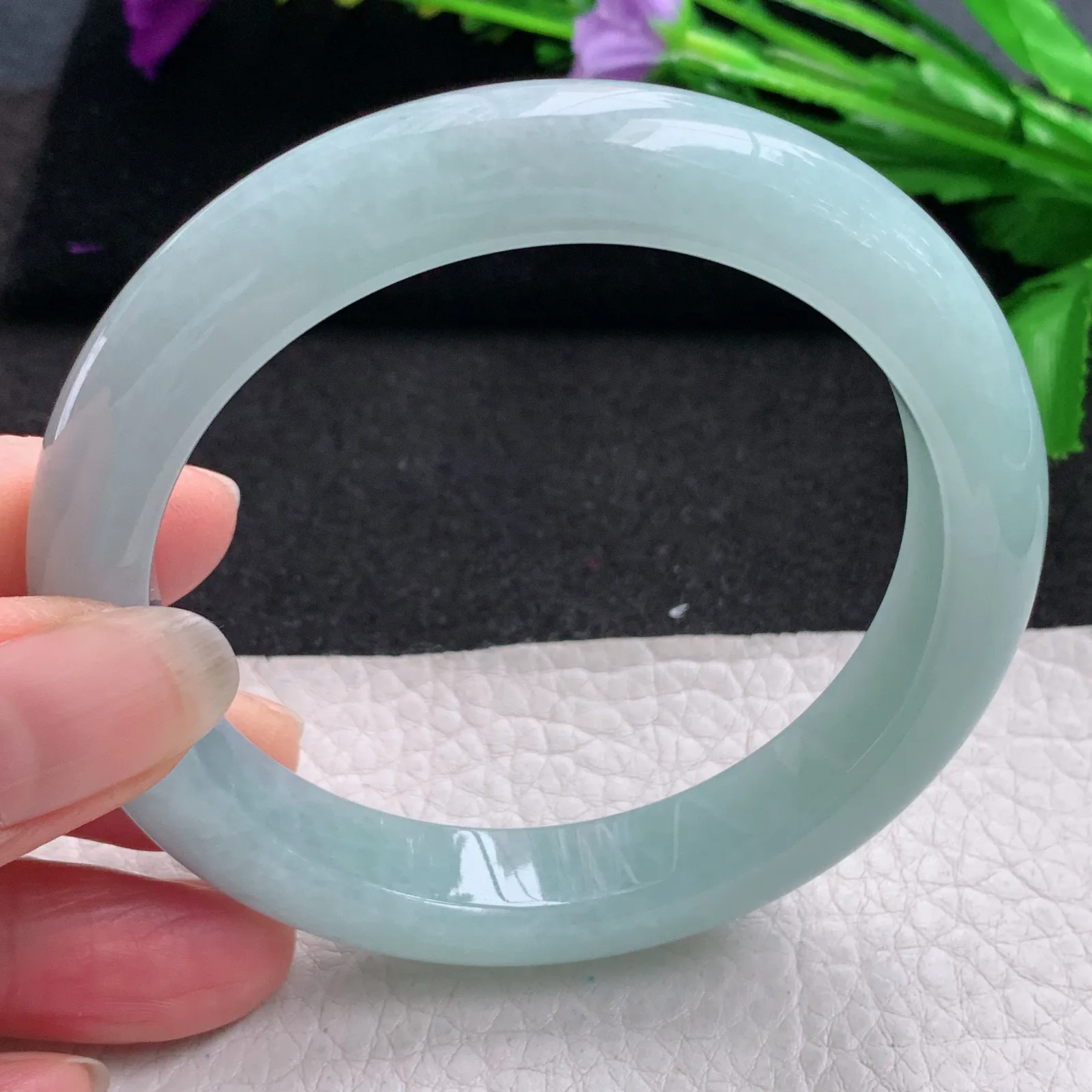 nr实拍59*12*9平安镯 缅甸翡翠精美冰蓝韵宽边玉手镯 玉手环