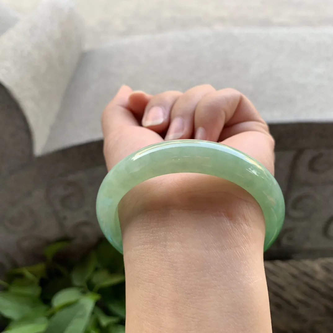 小圈口53.1-12-7.6 【芙蓉绿正圈手镯】正圈53 54可戴