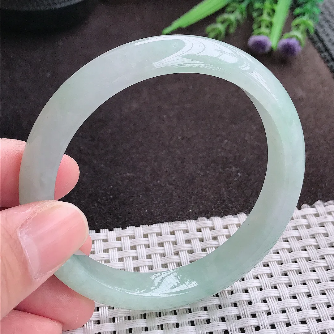 实拍A货翡翠58/11.8/7.8老坑冰胶水灵冰晴种手镯宽边翡翠玉镯女款