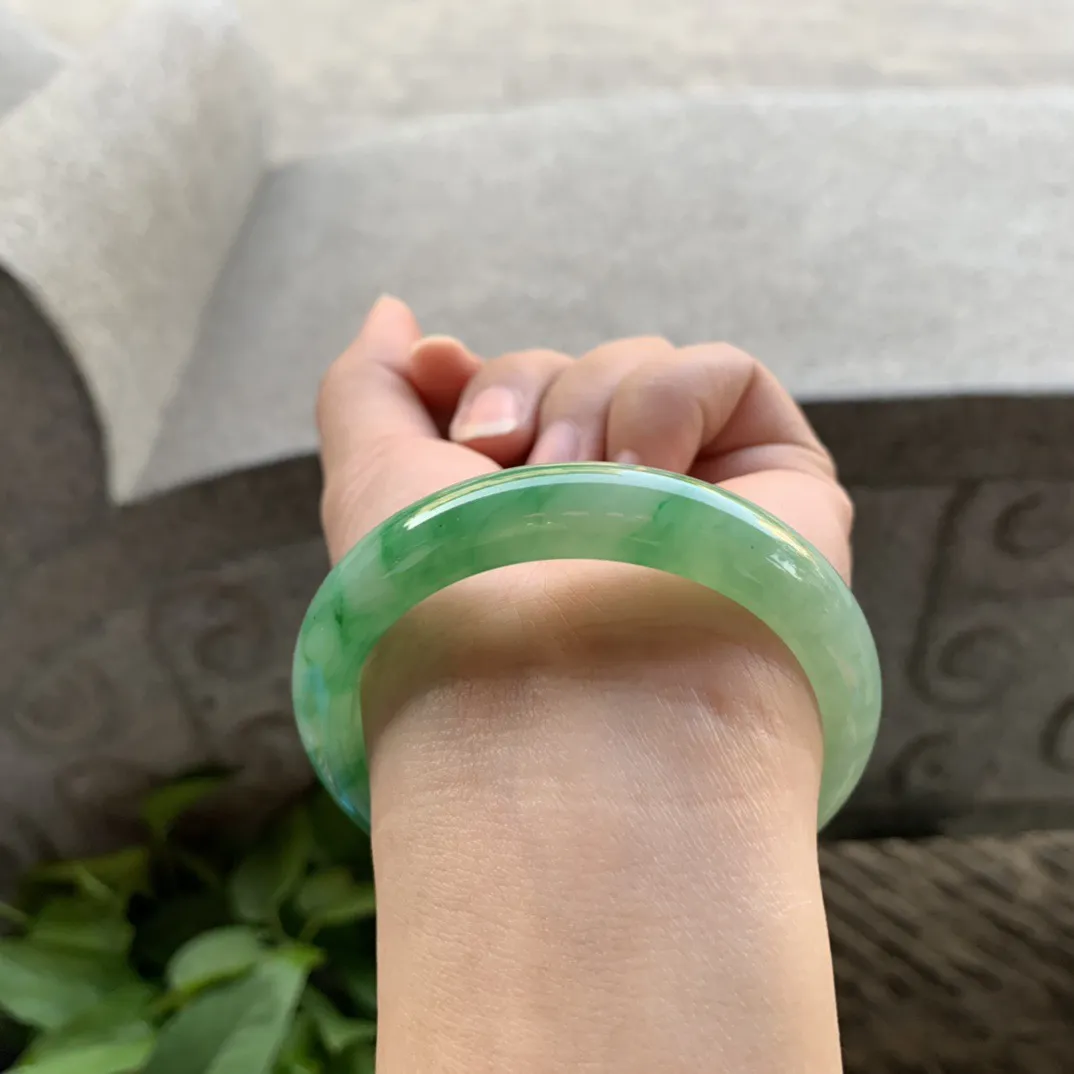 小圈口53.1-12-7.6 【芙蓉绿正圈手镯】正圈53 54可戴
