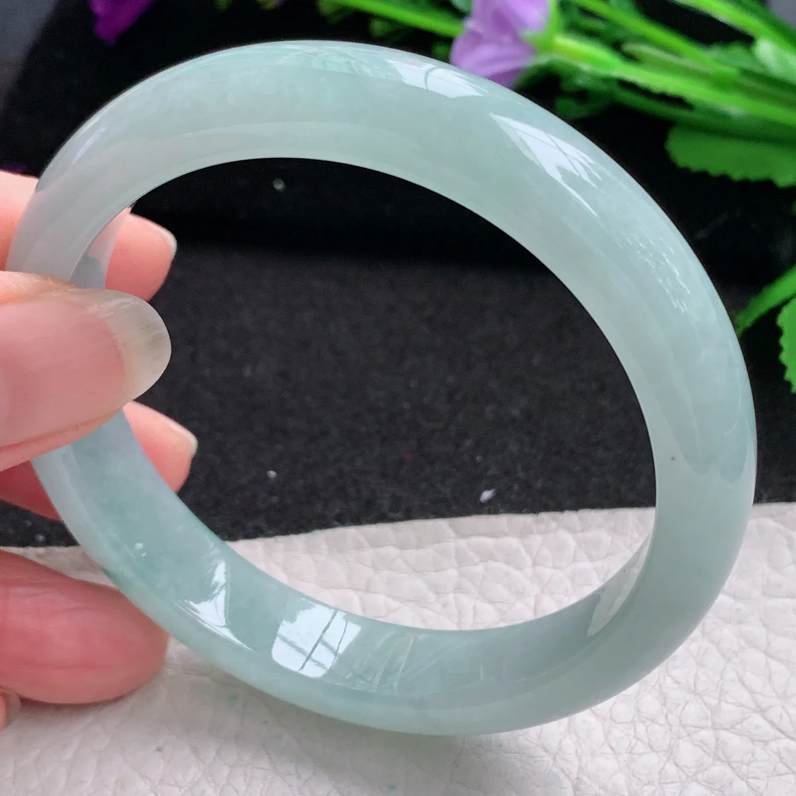 nr实拍57*11.8*7.7平安镯 缅甸翡翠精美冰飘花宽边玉手镯 玉手环