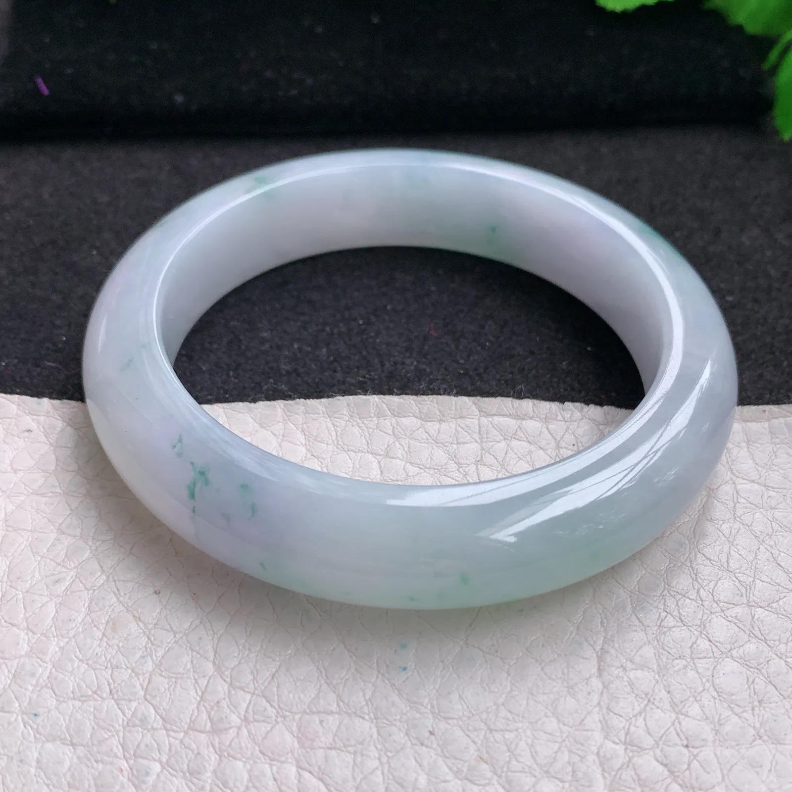 p实拍53.5*12.2*8.8平安镯 缅甸翡翠精美冰胶飘花厚装宽边玉手镯 玉手环