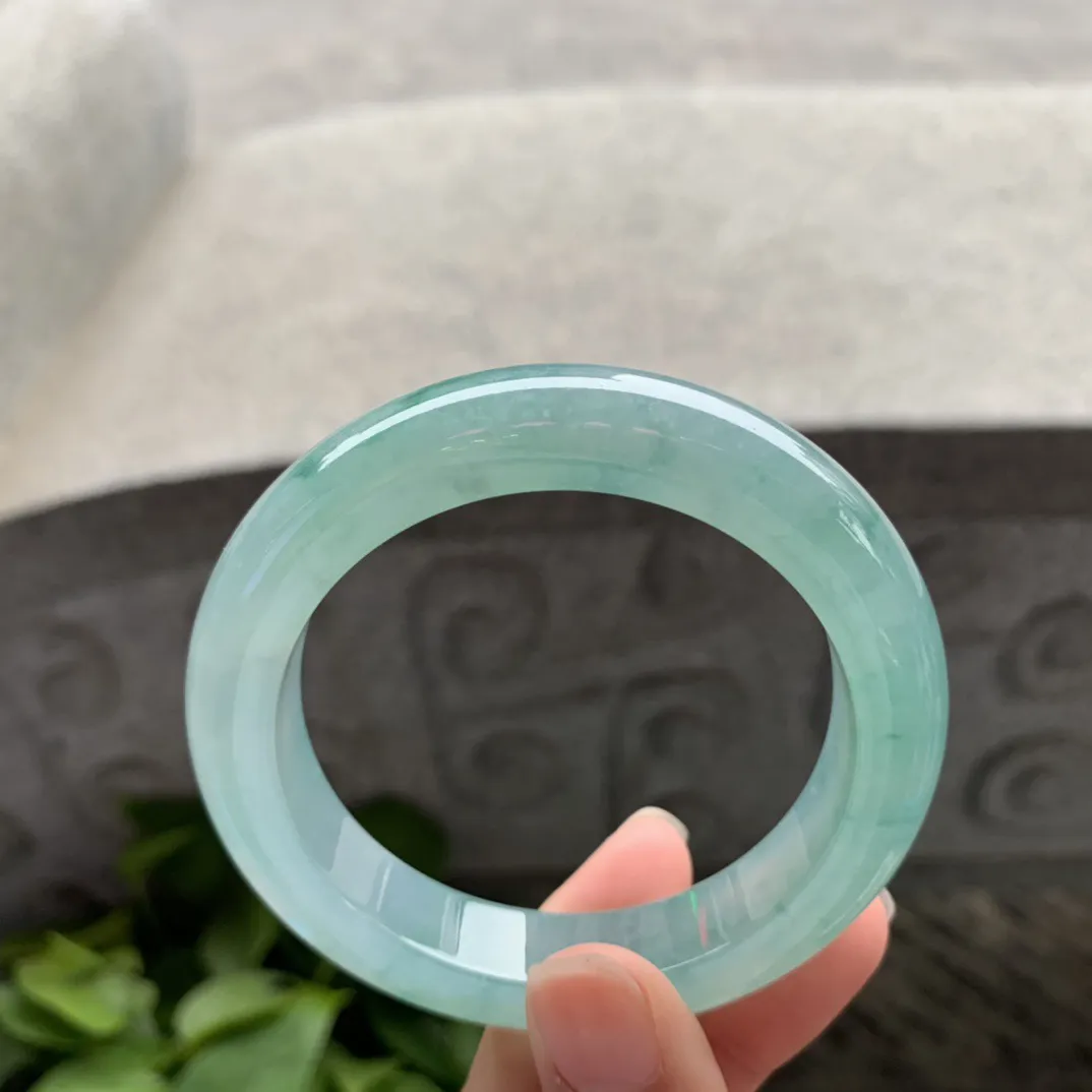 小圈口 53.4-12-9.5【冰种蓝绿正圈手镯】正圈53 54可戴