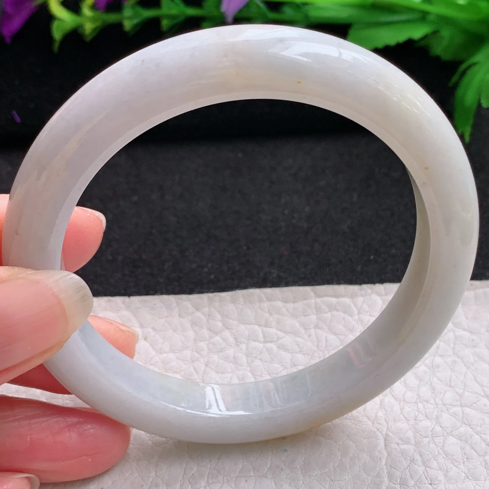 nr实拍58*10.2*9平安镯 缅甸翡翠精美双采宽边玉手镯 玉手环