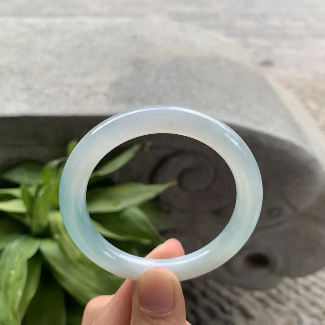 小圈口 51-8.5【冰晴蓝圆条手镯】圆条51 52可戴