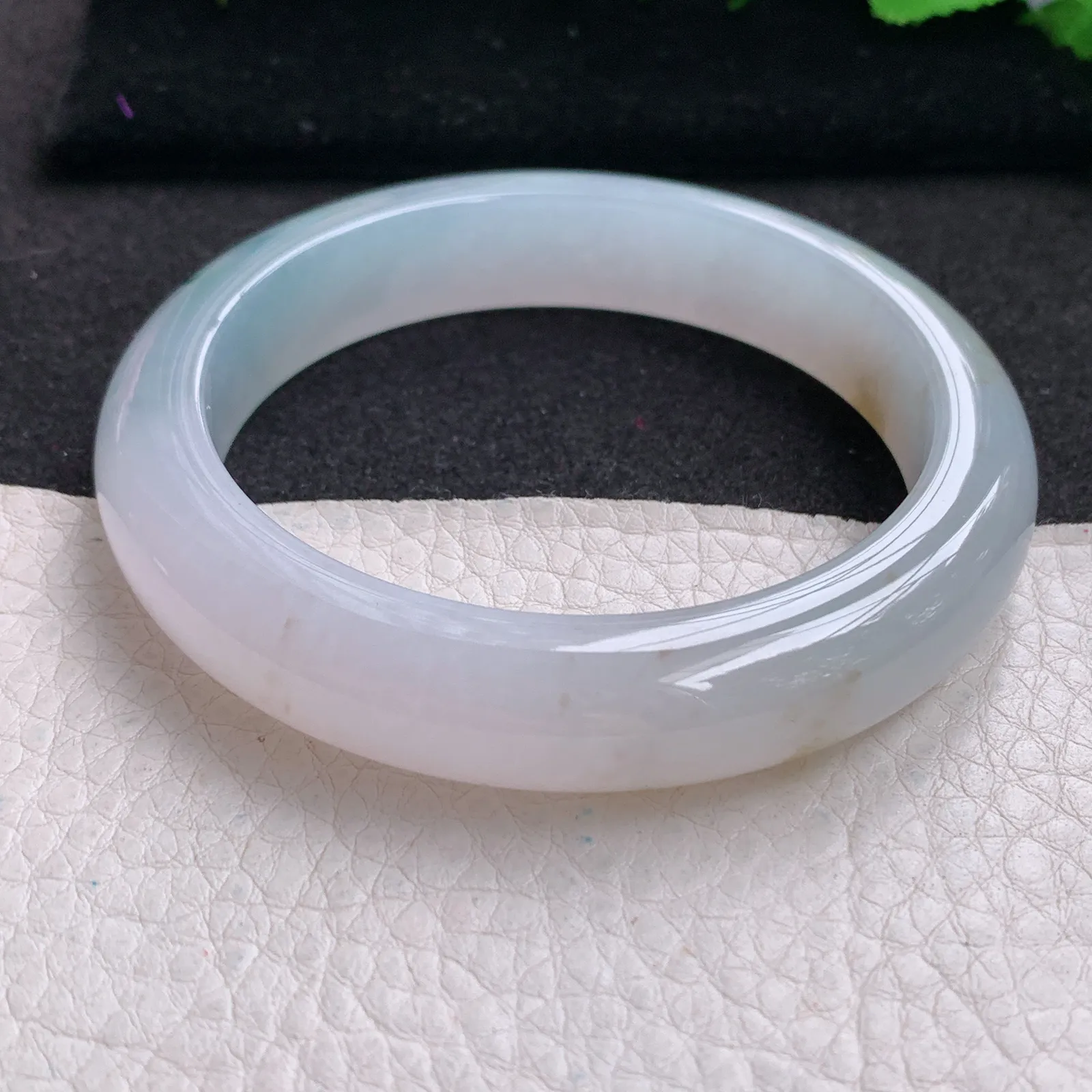 p实拍58.5*12.8*9.2平安镯 缅甸翡翠精美冰飘花厚装宽边玉手镯 玉手环