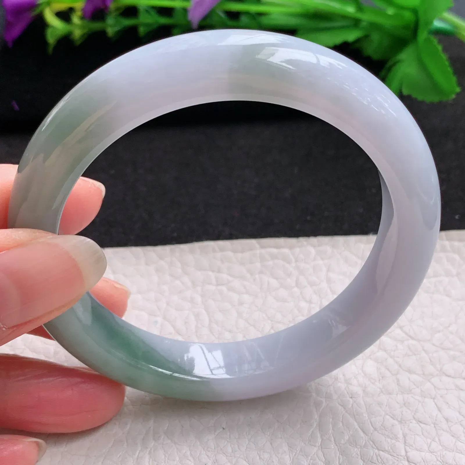 z大圈口60*12*9.2平安镯 缅甸翡翠精美双彩厚装宽边玉手镯  玉手环