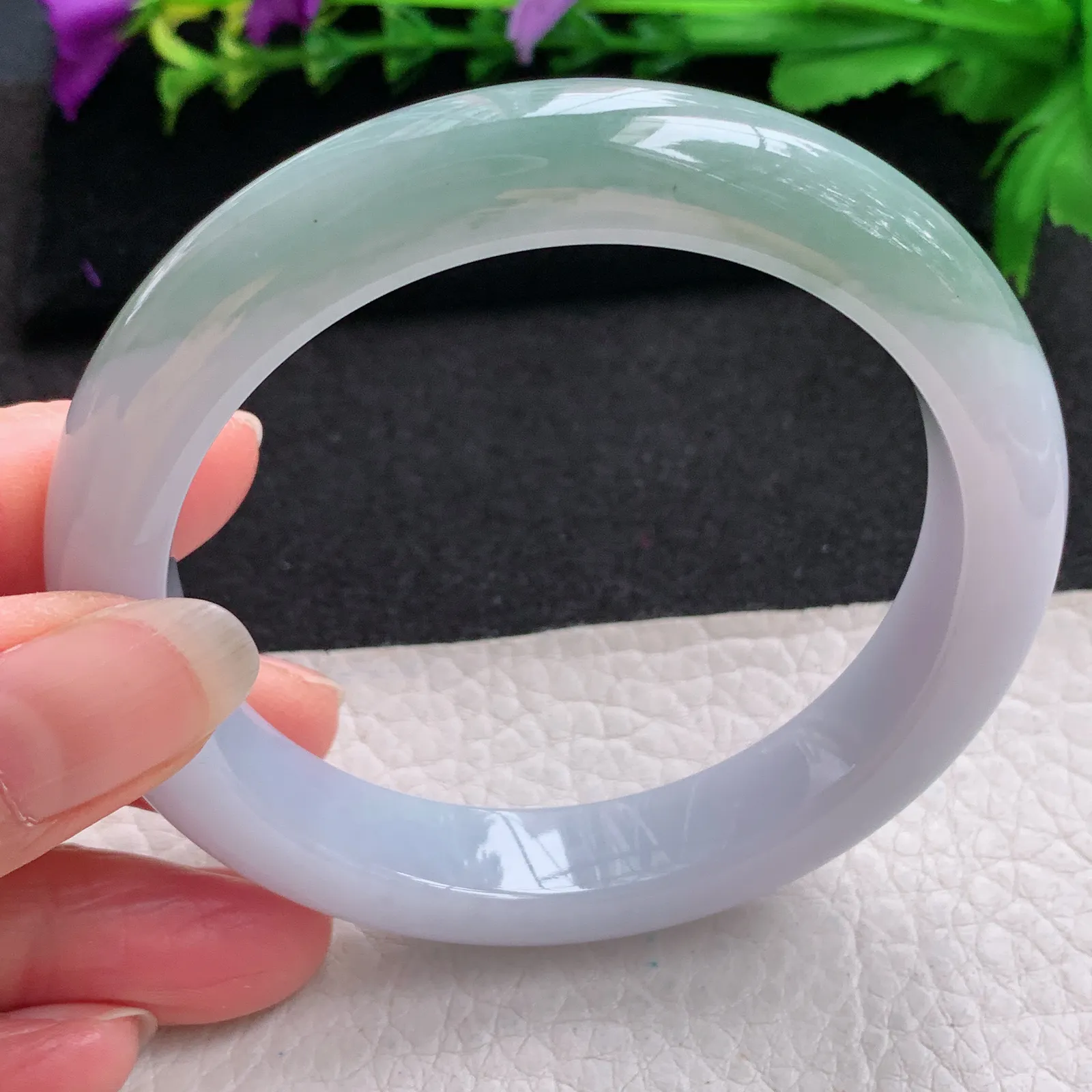 z大圈口60*12*9.2平安镯 缅甸翡翠精美双彩厚装宽边玉手镯  玉手环