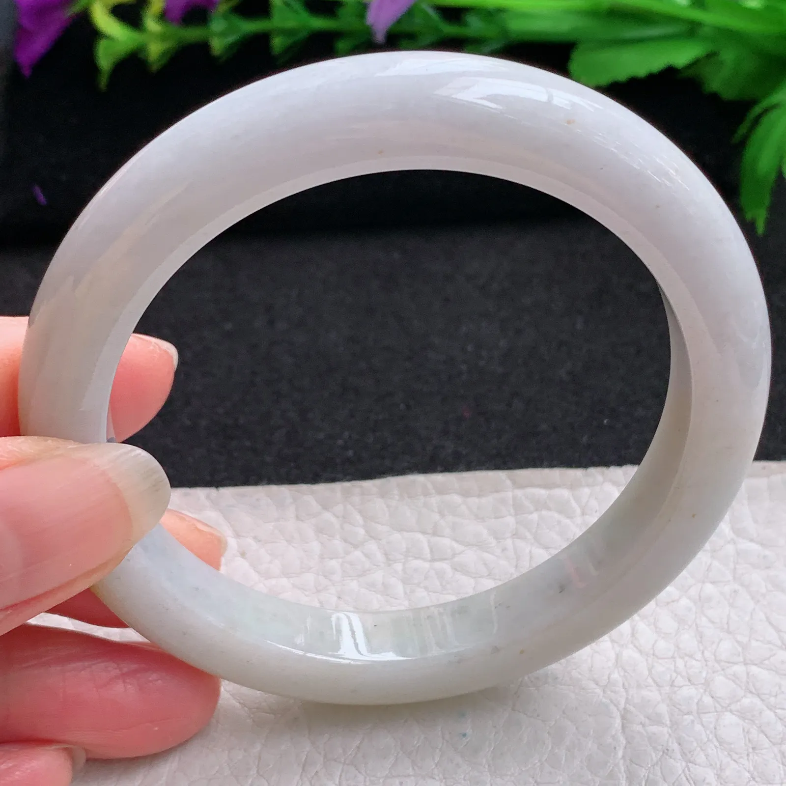 nr实拍58*10.2*9平安镯 缅甸翡翠精美双采宽边玉手镯 玉手环