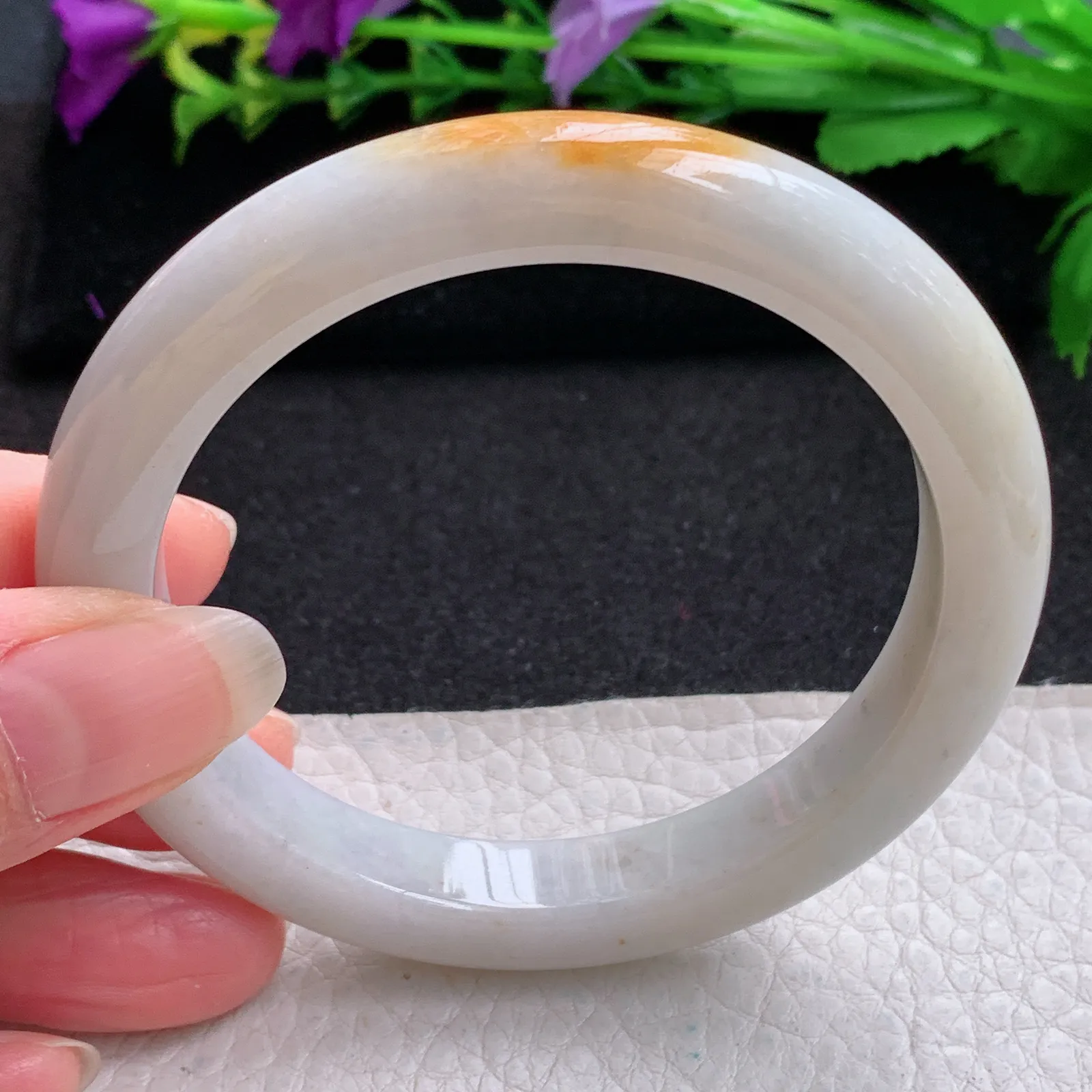 nr实拍58*10.2*9平安镯 缅甸翡翠精美双采宽边玉手镯 玉手环