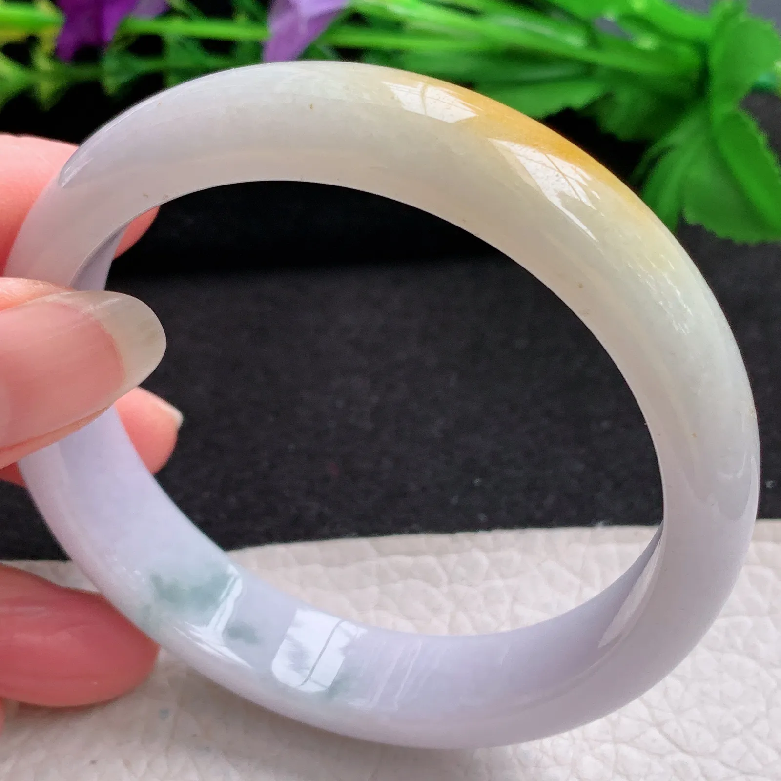 jx大圈口60*13.6*7.4平安镯 缅甸翡翠精美双彩宽边玉手镯 玉手环