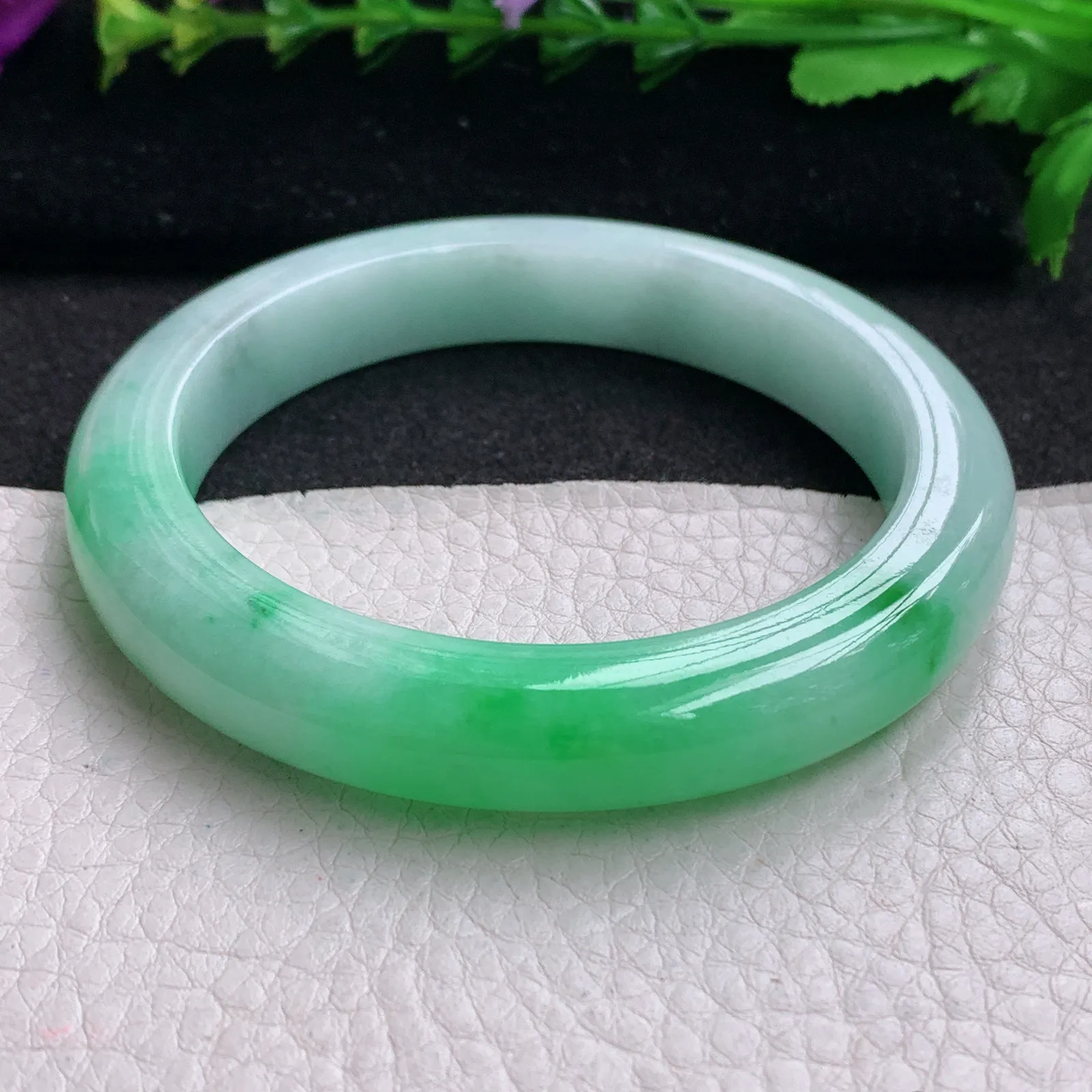 nr实拍59.5*11*9.6平安镯 缅甸翡翠精美阳绿厚装宽边玉手镯 玉手环