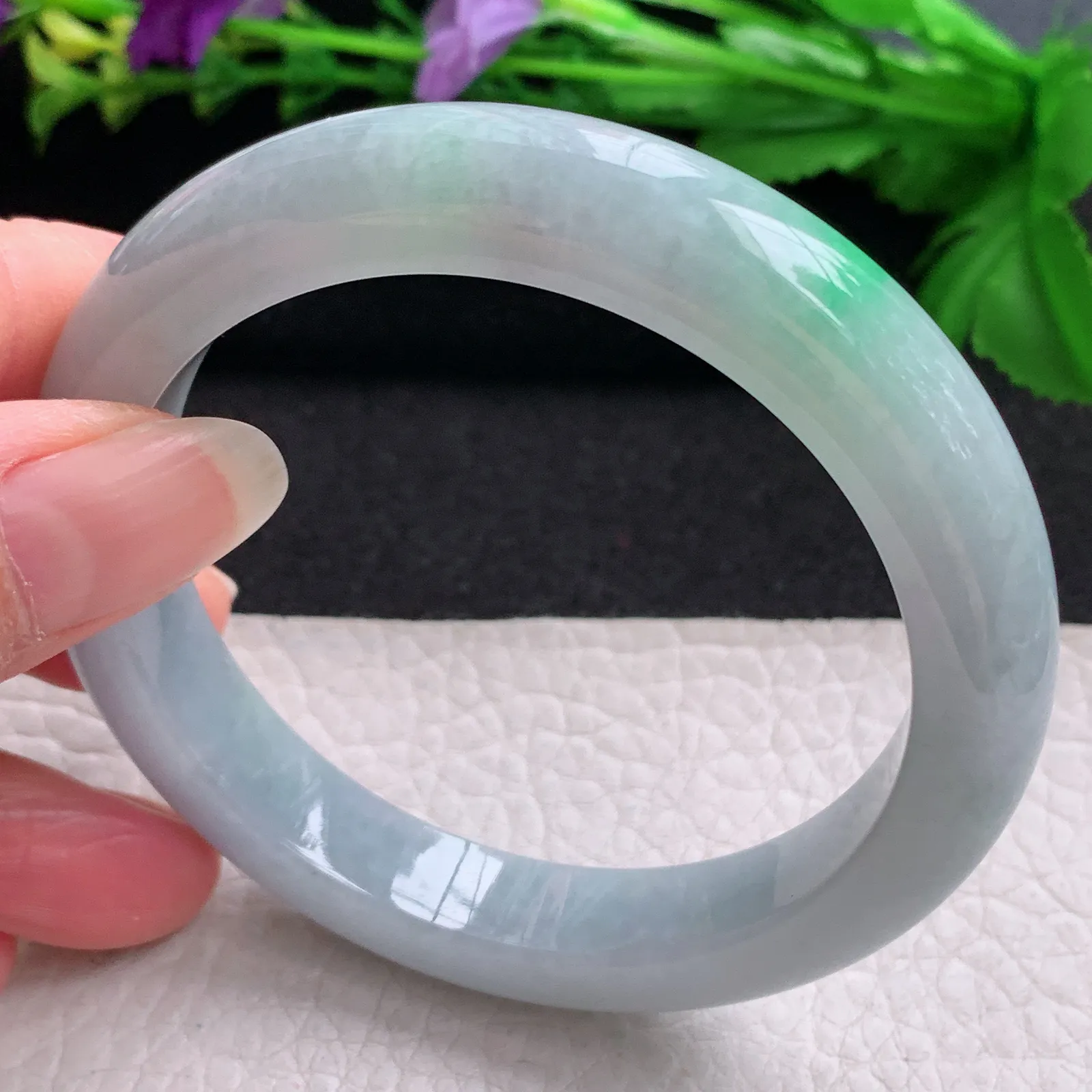 nr实拍57.6*11.8*8.8平安镯 缅甸翡翠精美飘绿厚装宽边玉手镯 玉手环