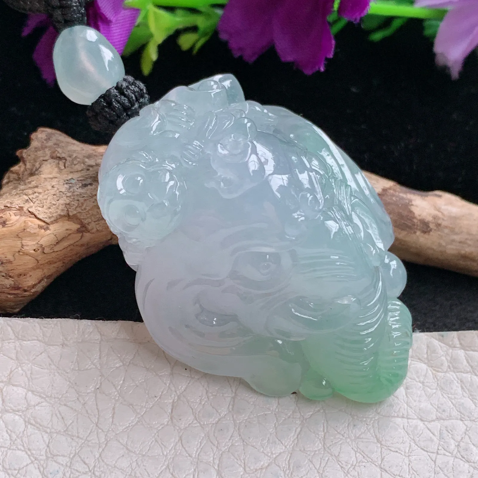 yl实拍45*34*21.8缅甸翡翠精雕冰胶封候拜相 官运亨通玉吊坠 玉挂坠