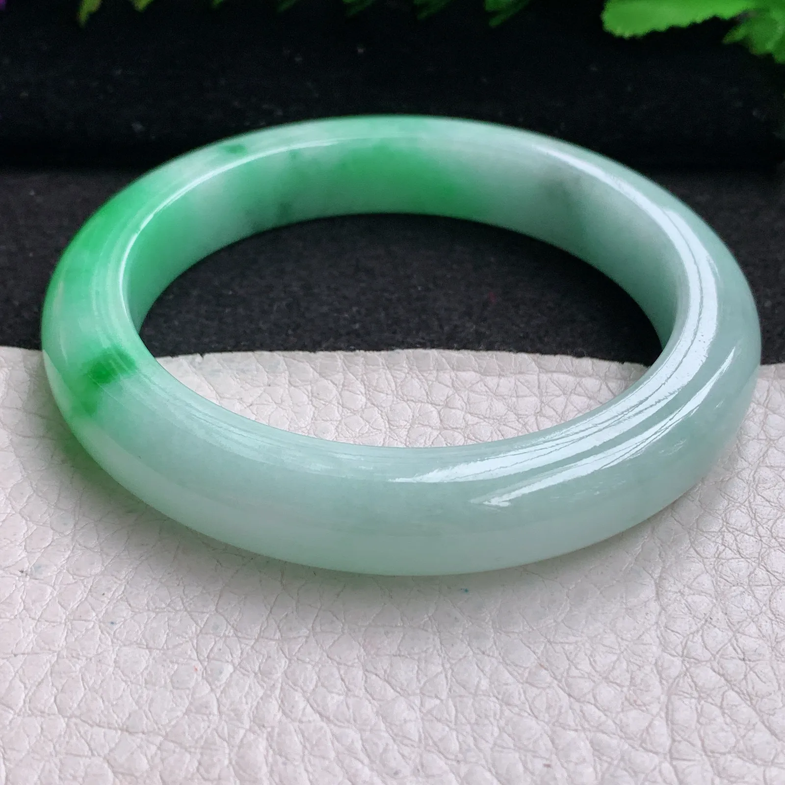 nr实拍59.5*11*9.6平安镯 缅甸翡翠精美阳绿厚装宽边玉手镯 玉手环