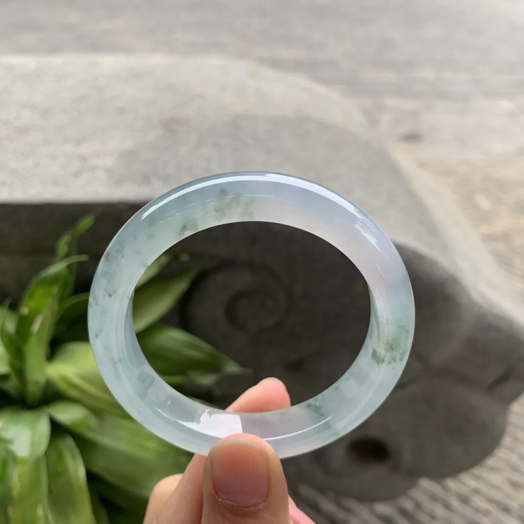 小圈口 52.5-11.1-8.5【高冰飘花正圈手镯】正圈52 53可戴