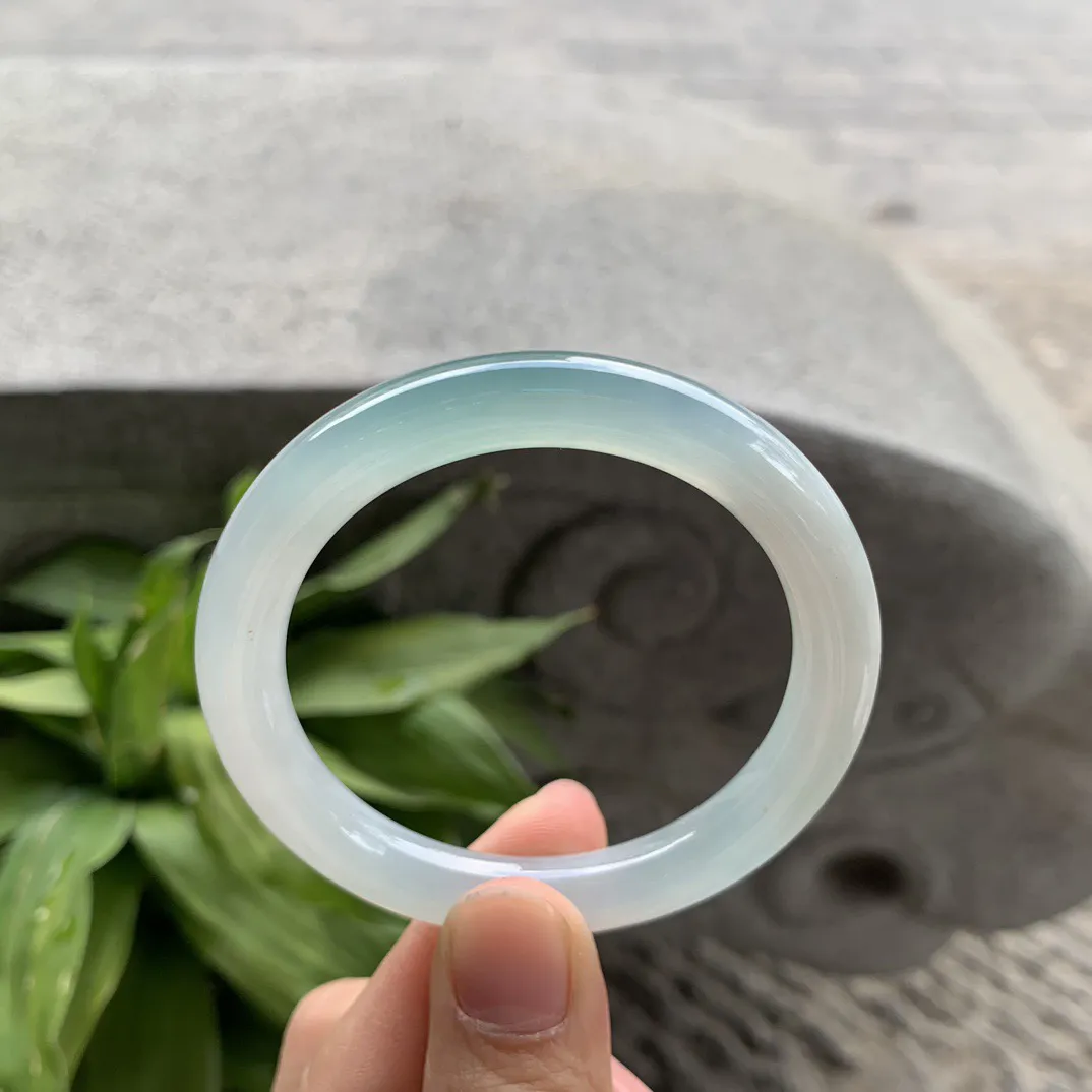 小圈口 51-8.5【冰晴蓝圆条手镯】圆条51 52可戴