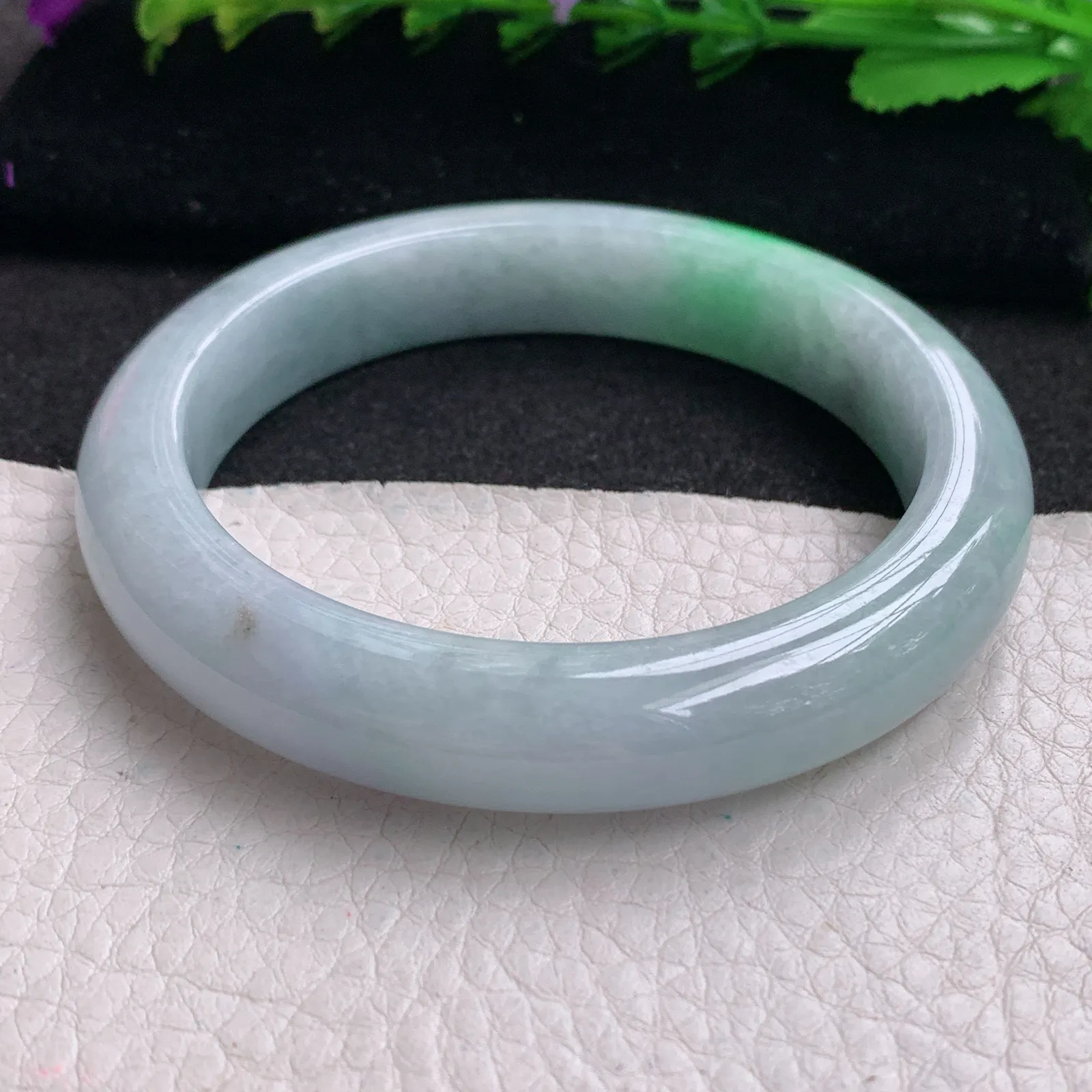 nr实拍57.6*11.8*8.8平安镯 缅甸翡翠精美飘绿厚装宽边玉手镯 玉手环