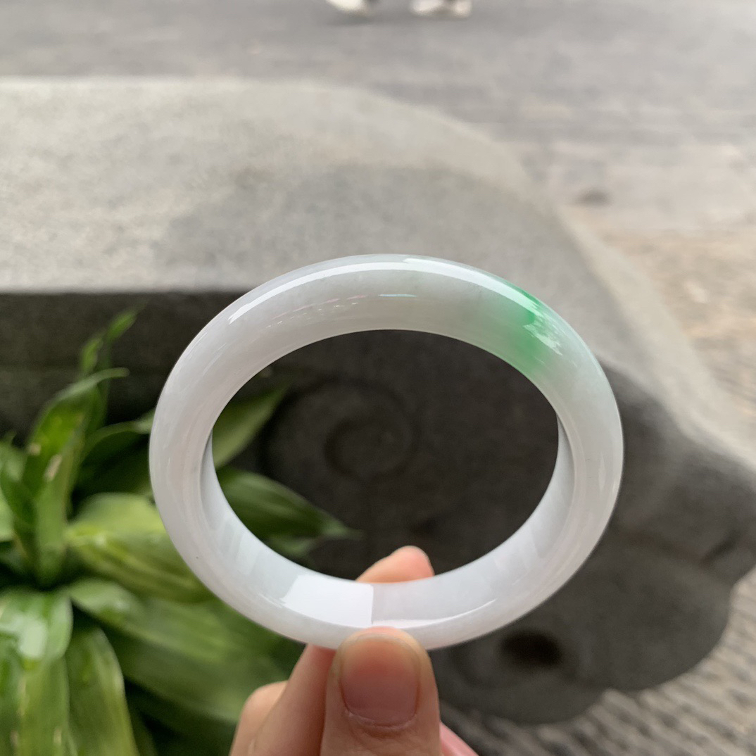 圈口54.7-12.6-8.5 【飘阳绿正圈手镯】正圈54 55可戴