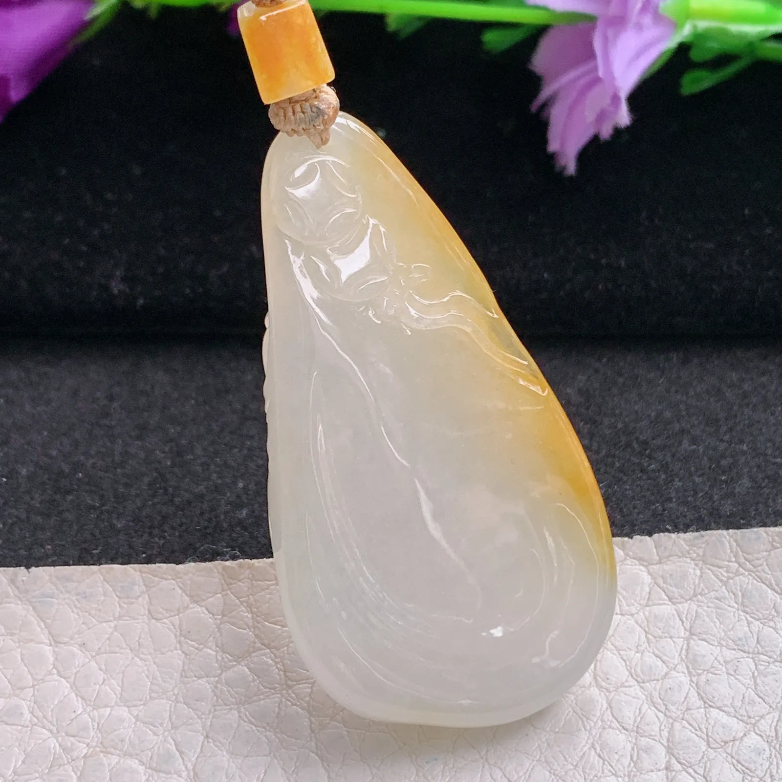 csy实拍48.8*26*9.2缅甸翡翠精雕冰双彩逍遥佛 佛公玉吊坠 玉挂坠