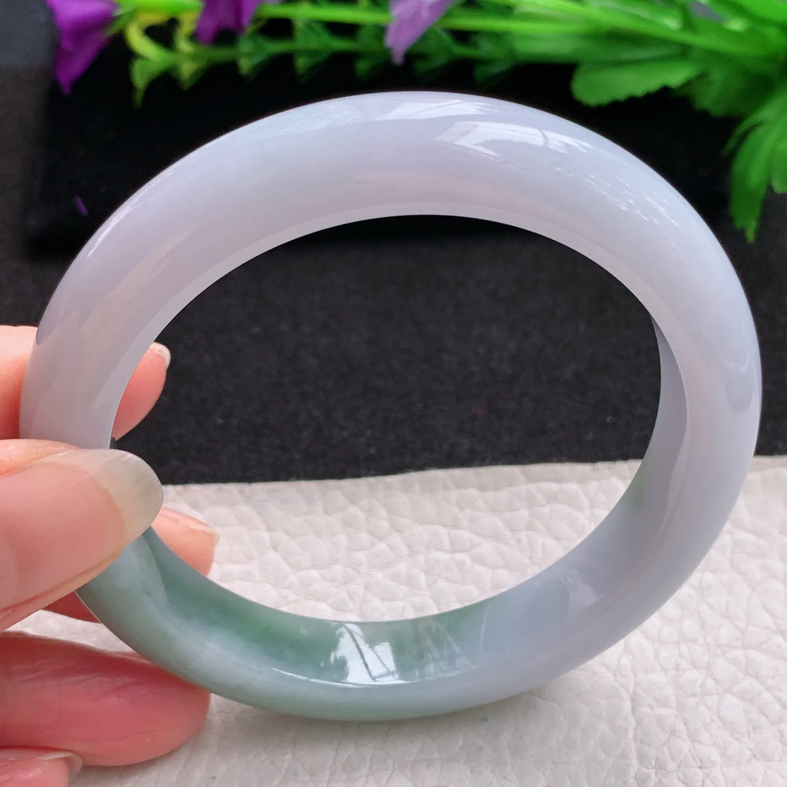 z大圈口60*12*9.2平安镯 缅甸翡翠精美双彩厚装宽边玉手镯  玉手环