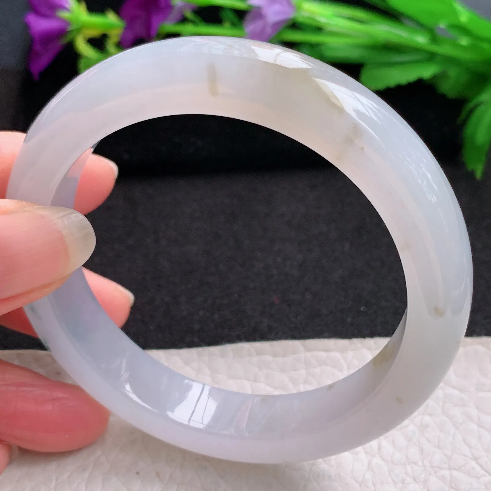 p实拍58.5*12.8*9.2平安镯 缅甸翡翠精美冰飘花厚装宽边玉手镯 玉手环