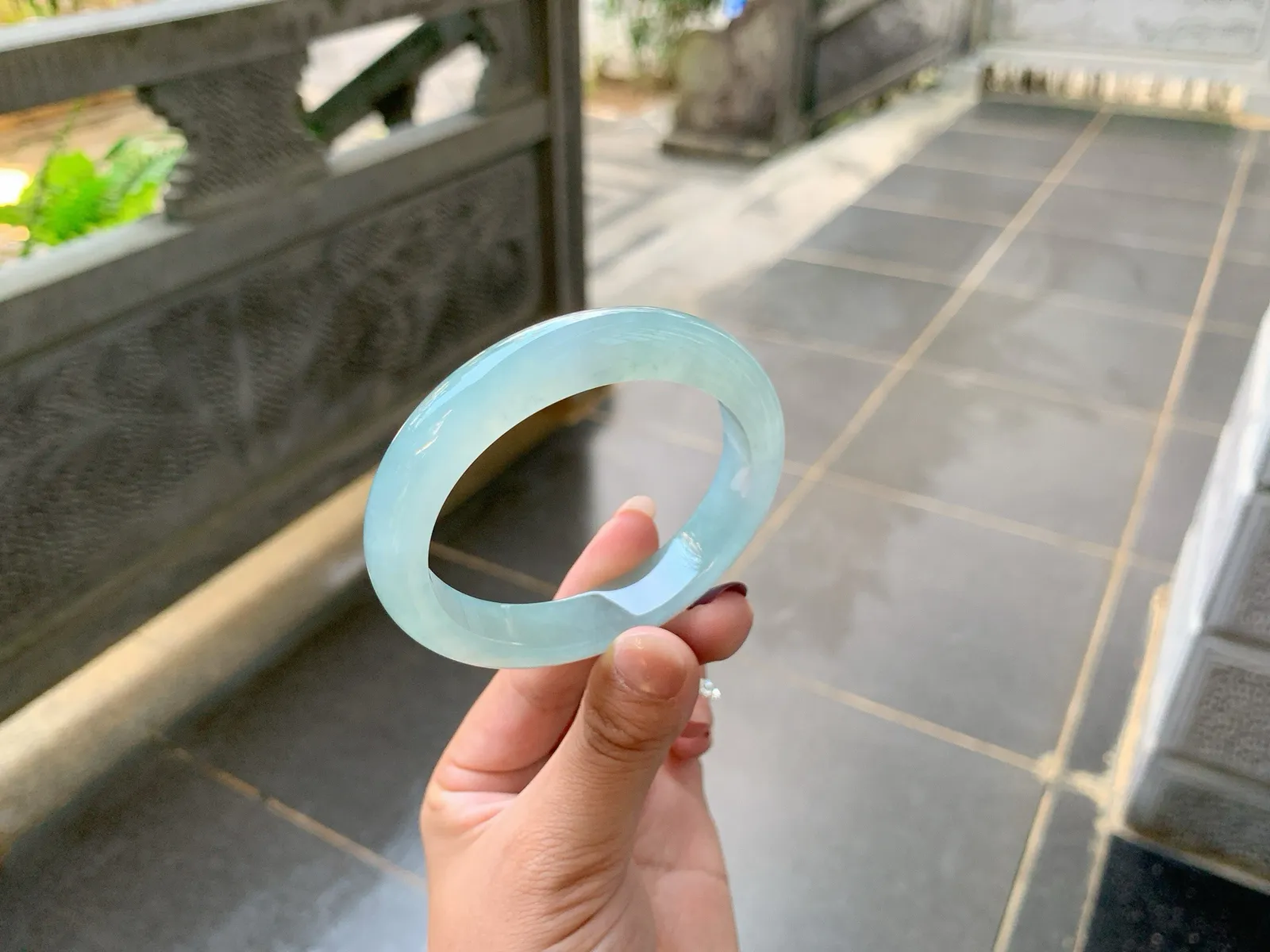 ｜54圈口
冰胶蓝底，色泽胶润饱满，温润细腻，上手效果绝美，很清新，