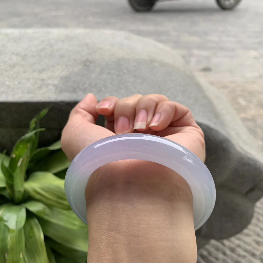 圈口54.3-12 【冰种春彩圆条手镯】圆条54 55可戴