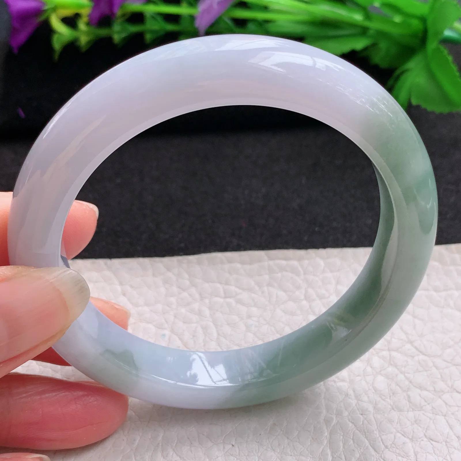 z大圈口60*12*9.2平安镯 缅甸翡翠精美双彩厚装宽边玉手镯  玉手环