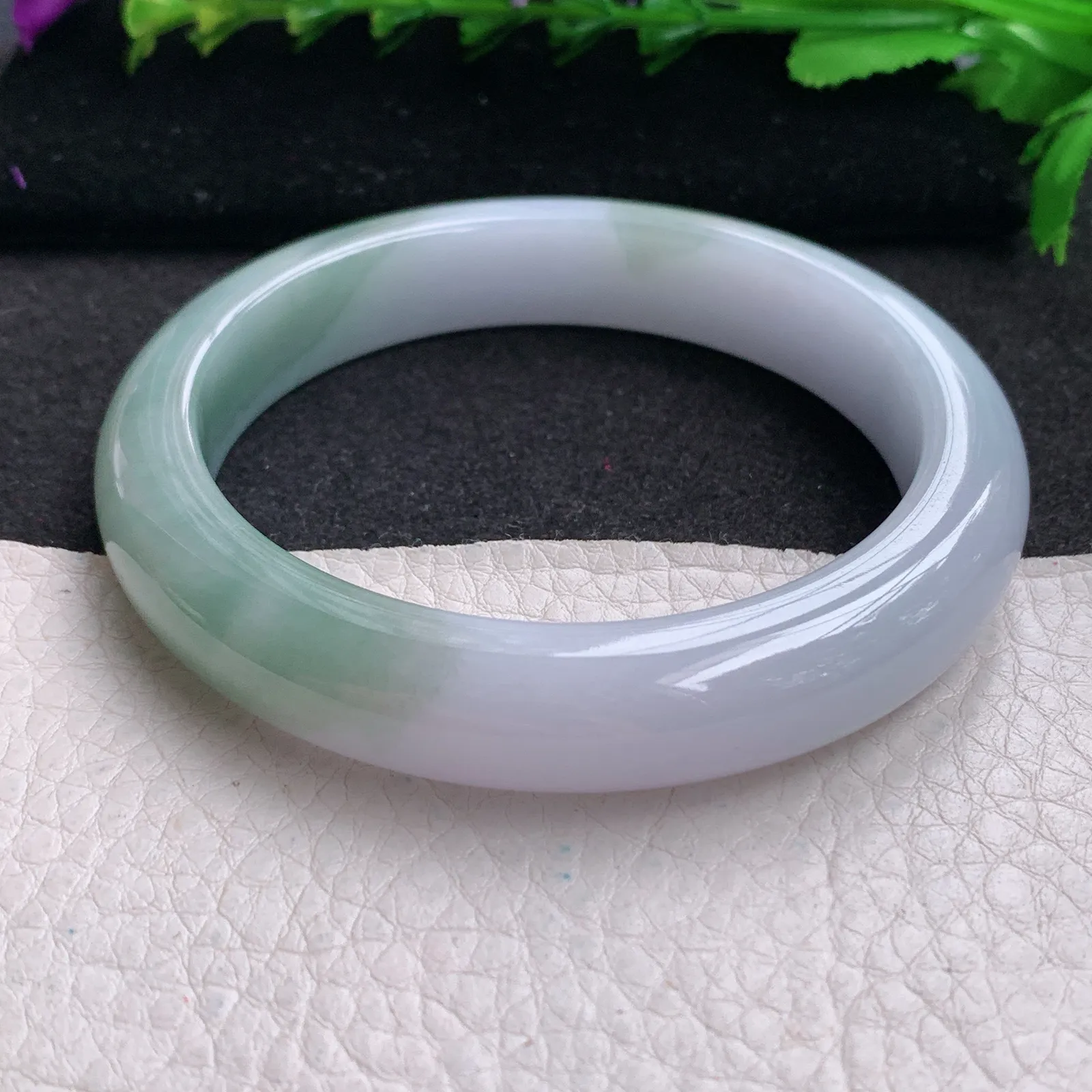 z大圈口60*12*9.2平安镯 缅甸翡翠精美双彩厚装宽边玉手镯  玉手环