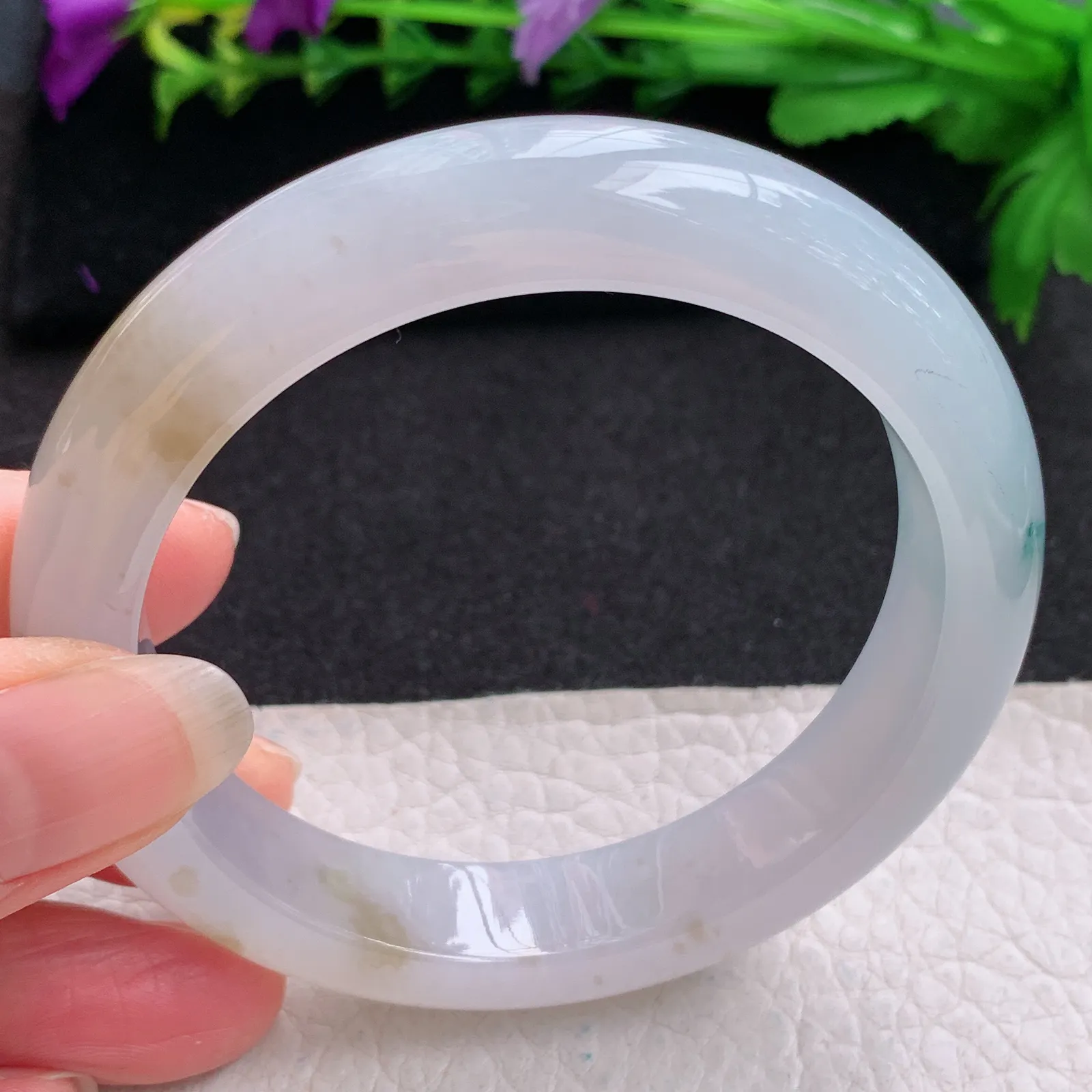 p实拍58.5*12.8*9.2平安镯 缅甸翡翠精美冰飘花厚装宽边玉手镯 玉手环