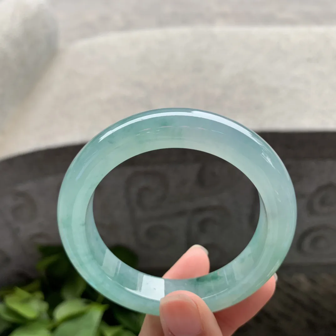 小圈口 53.4-12-9.5【冰种蓝绿正圈手镯】正圈53 54可戴