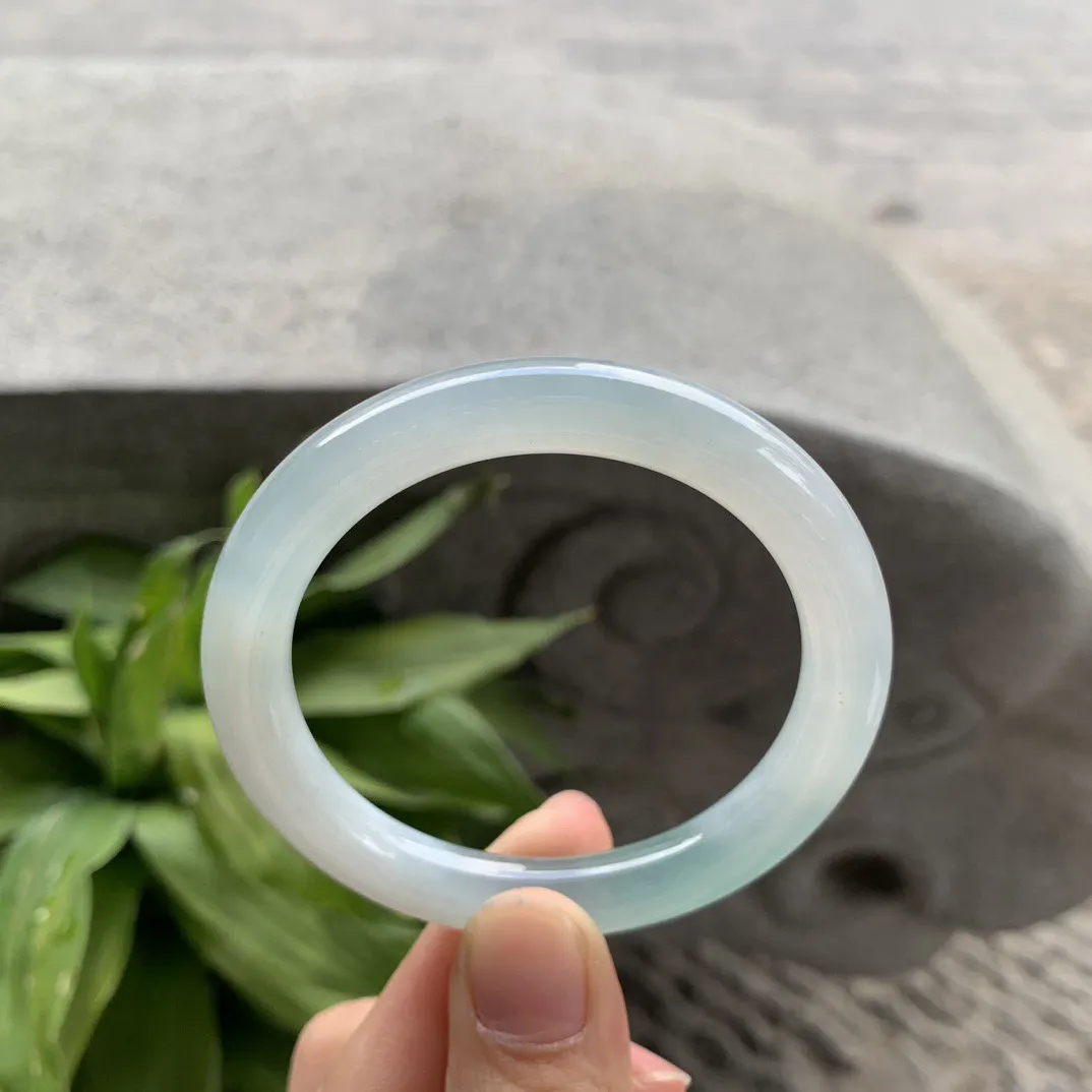 小圈口 51-8.5【冰晴蓝圆条手镯】圆条51 52可戴