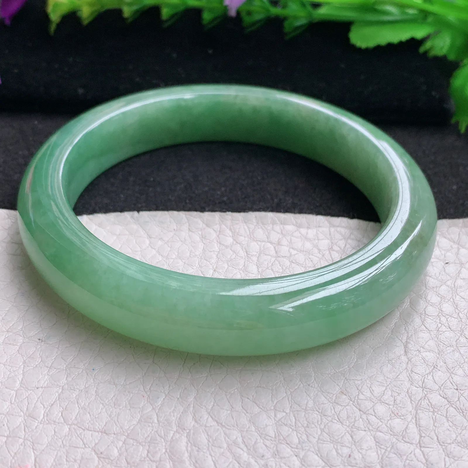 nr大圈口61*12.8*9.2平安镯 缅甸翡翠精美冰油厚装宽边玉手镯 玉手环