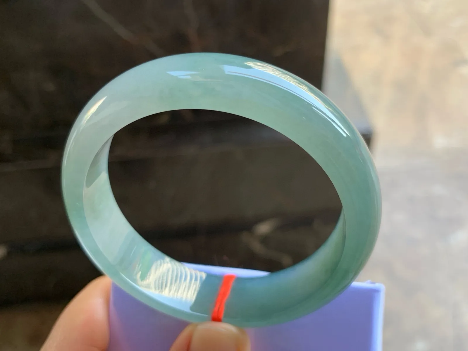 58.5-15.7-7.8mm冰种带底色宽版手镯 冰透莹润 宽版大气