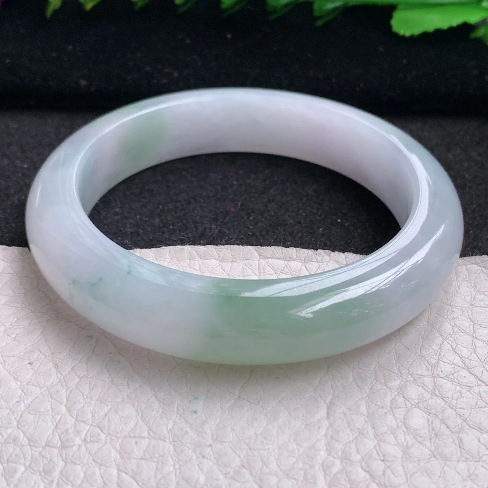 p实拍54.3*12*9平安镯 缅甸翡翠精美清新厚装宽边玉手镯 玉手环