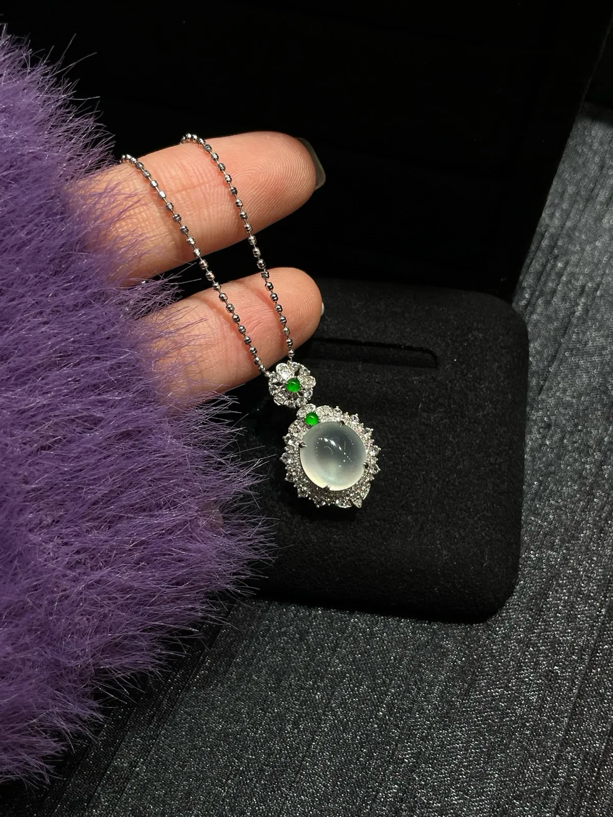 冰晴 起光 蛋面吊坠
18k金镶嵌