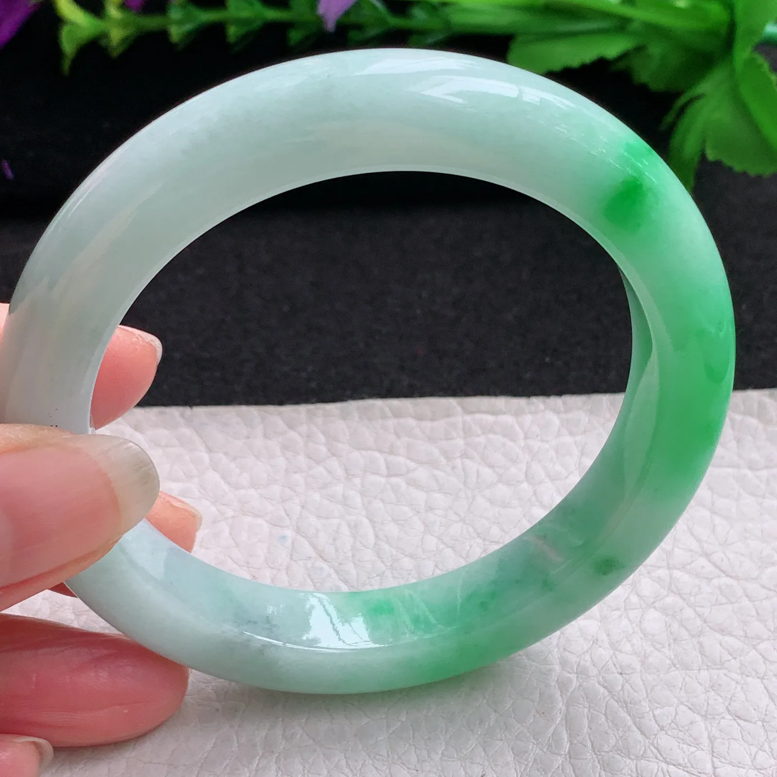 nr实拍59.5*11*9.6平安镯 缅甸翡翠精美阳绿厚装宽边玉手镯 玉手环